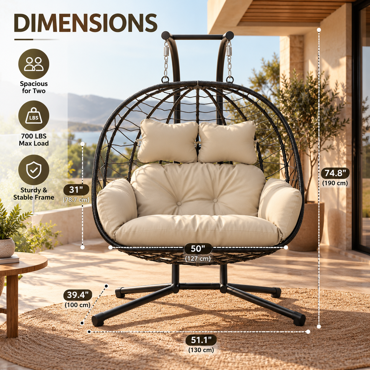 Nestora® Double Hanging Chair