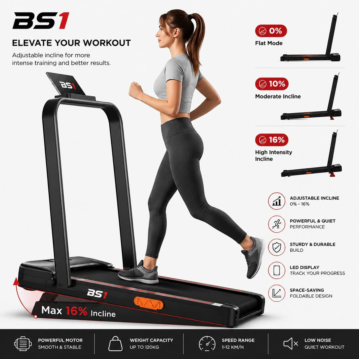 BS1® Folding Walking treadmill